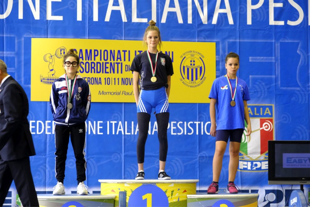 Il podio dei Campionati Italiani Esordienti : Asia occupa la seconda posizione